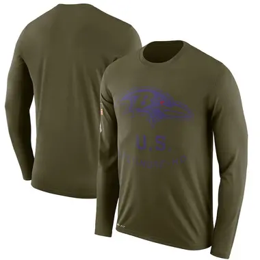 Men's Baltimore Ravens 2018 Salute to Service Sideline Performance Long Sleeve T-Shirt - Legend Olive