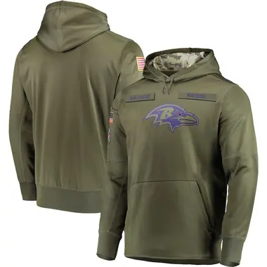 Men's Baltimore Ravens 2018 Salute to Service Sideline Therma Performance Pullover Hoodie - Olive