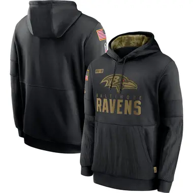 Men's Baltimore Ravens 2020 Salute to Service Sideline Performance Pullover Hoodie - Black