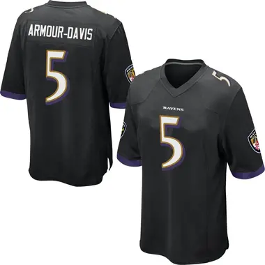 Men's Jalyn Armour-Davis Baltimore Ravens Jersey - Game Black