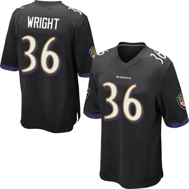 Men's Owen Wright Baltimore Ravens Jersey - Game Black