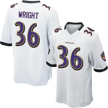 Men's Owen Wright Baltimore Ravens Jersey - Game White