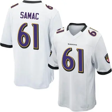 Youth Nick Samac Baltimore Ravens Jersey - Game White