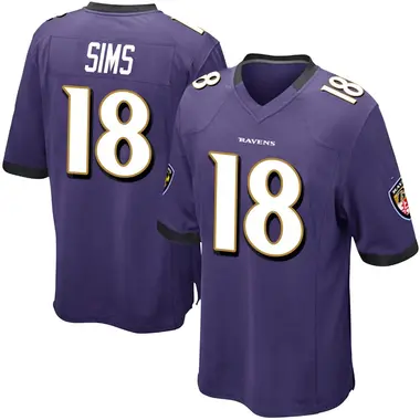 Youth Steven Sims Baltimore Ravens Team Color Jersey - Game Purple